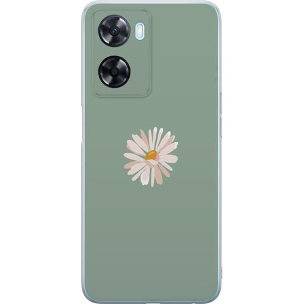 OnePlus Nord N20 SE Gjennomsiktig deksel Grønn Minimalblomst - stilren blomst på grønn bakgrunn