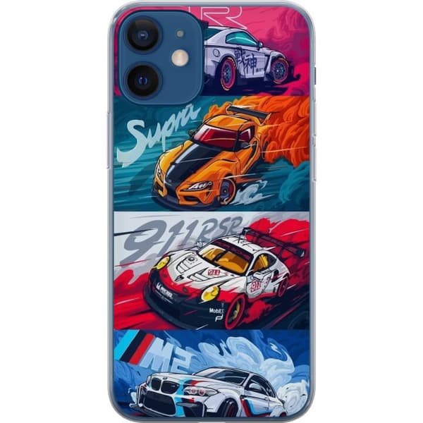 Apple iPhone 12 Gennemsigtig cover Hurtige Biler - Tegnet Mønster med Action