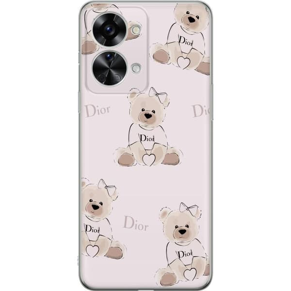 OnePlus Nord 2T Gjennomsiktig deksel Teddy Dior Vibes - luksuriøs teddybjørn i motestil