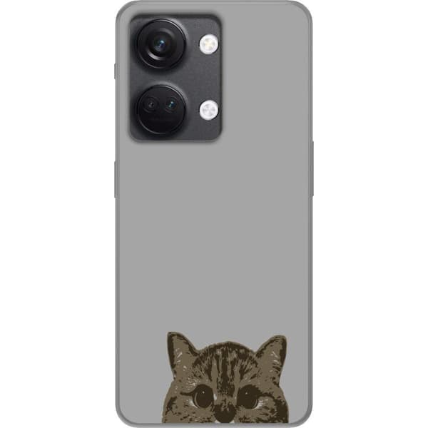 OnePlus Nord 3 Gjennomsiktig deksel Grå Kattblikk - stilren katte design med grå bakgrunn