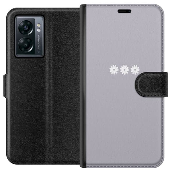OnePlus Nord N300 Lommeboketui Lilla Blomminimalisme - stilig blomstermotiv på lilla bakgrunn