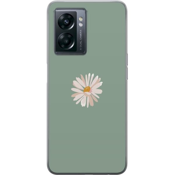 OnePlus Nord N300 Gjennomsiktig deksel Grønn Minimalblomst - stilren blomst på grønn bakgrunn