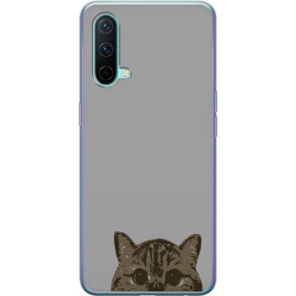 OnePlus Nord CE 5G Gjennomsiktig deksel Grå Kattblikk - stilren katte design med grå bakgrunn