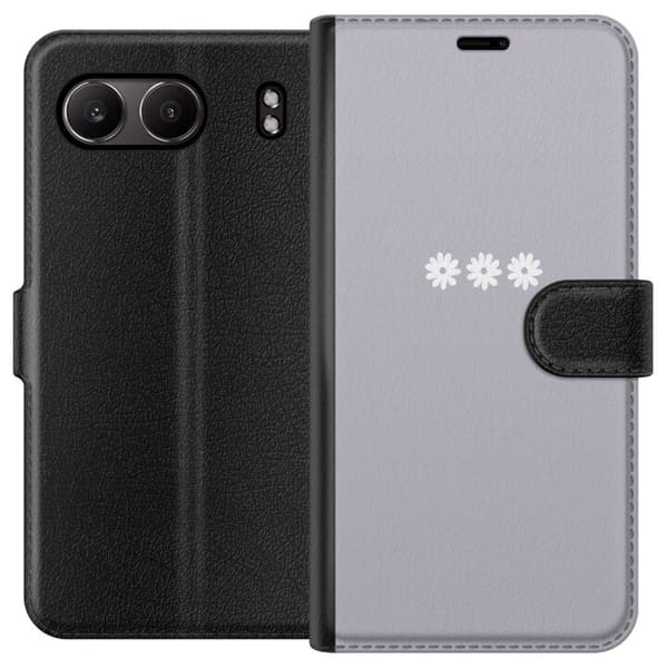 OnePlus Nord 4 Lommeboketui Lilla Blomminimalisme - stilig blomstermotiv på lilla bakgrunn