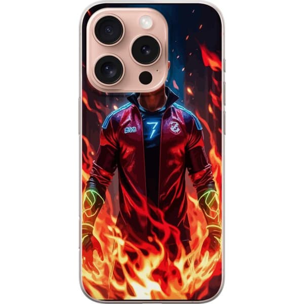 Apple iPhone 16 Pro Gennemsigtig cover Ronaldo Inferno - fodboldhelt i flammer