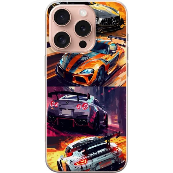 Apple iPhone 16 Pro Gjennomsiktig deksel Rallyfeber - intensivt motiv med rallybiler
