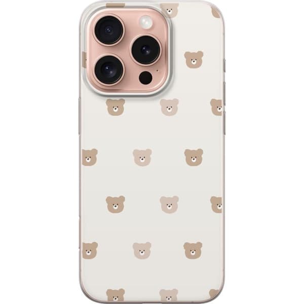 Apple iPhone 16 Pro Genomskinligt Skal Teddy Background – gulliga nallar mot mjuk bakgrund