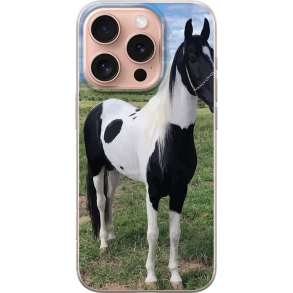 Apple iPhone 16 Pro Gennemsigtig cover Hestemagi - stiliseret hest i en rolig farveskala