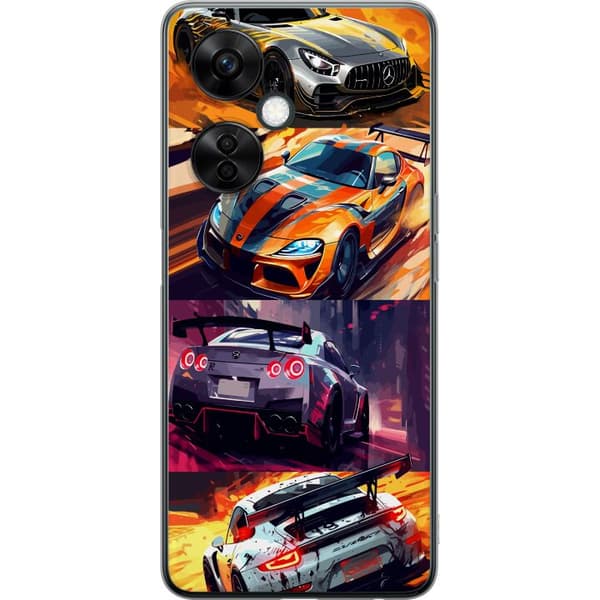 OnePlus Nord CE3 Läpinäkyvä kuori Ralli kuume - vauhdikas teema ralliautoilla