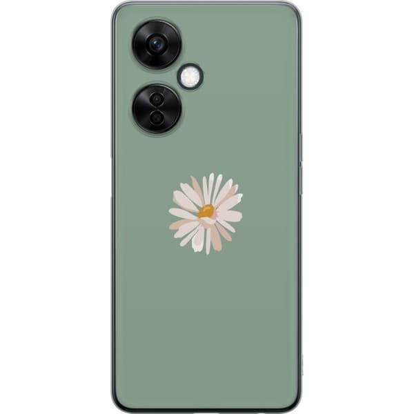 OnePlus Nord CE3 Läpinäkyvä kuori Vihreä Minimalikukka - tyylikäs kukka vihreällä taustalla