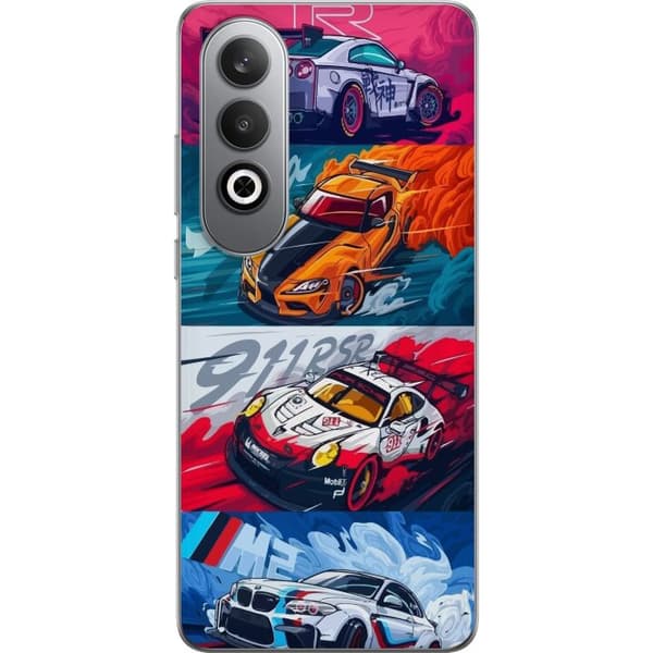 OnePlus Nord CE4 Läpinäkyvä kuori Nopeat Autot - Piirretty Kuvio Toiminnalla