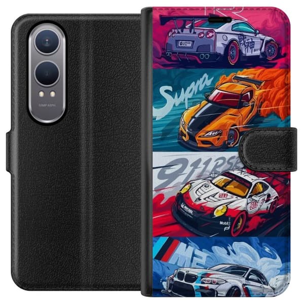 OnePlus Nord CE4 Lite Lommeboketui Fartfylte Biler - Tegnet Mønster med Action