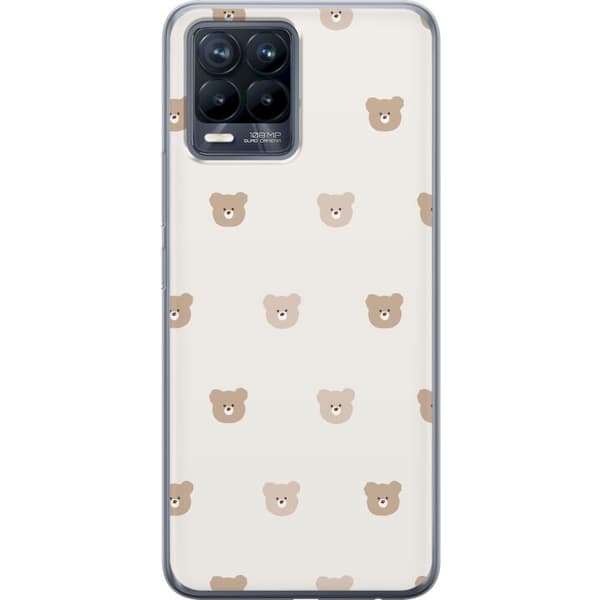 Realme 8 Genomskinligt Skal Teddy Background – gulliga nallar mot mjuk bakgrund