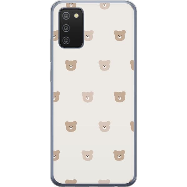 Samsung Galaxy A02s Gennemsigtig cover Teddybaggrund - søde teddybjørne mod en blød baggrund