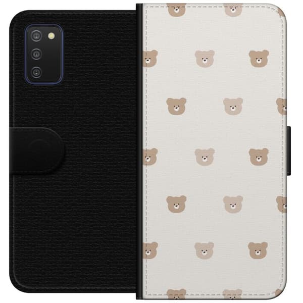 Samsung Galaxy A03s Lommeboketui Teddybakgrunn - søte teddybjørner mot en myk bakgrunn