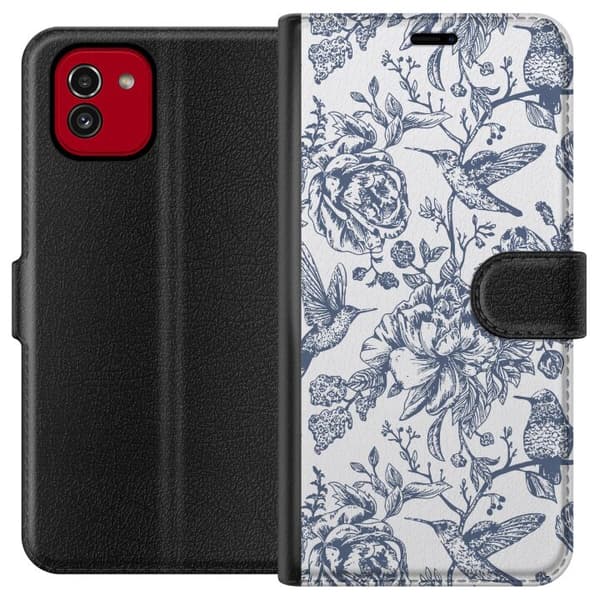 Samsung Galaxy A03 Tegnebogsetui Blomster & Fugle - Romantisk Vintage-stil Mønster