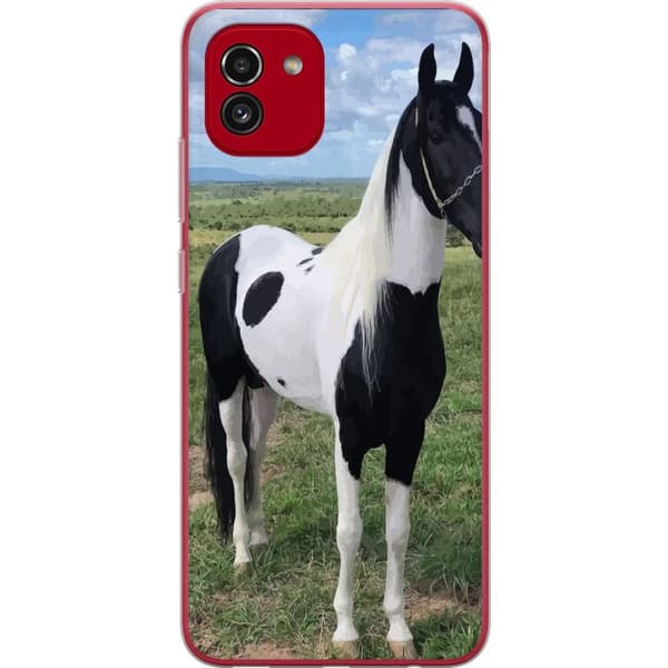 Samsung Galaxy A03 Gennemsigtig cover Hestemagi - stiliseret hest i en rolig farveskala
