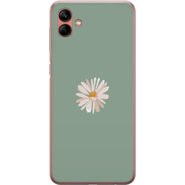 Samsung Galaxy A04 Läpinäkyvä kuori Vihreä Minimalikukka - tyylikäs kukka vihreällä taustalla