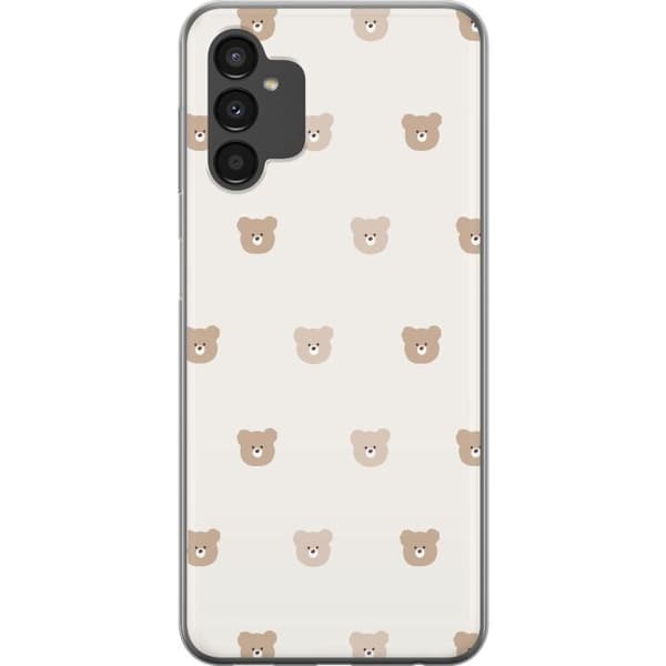 Samsung Galaxy A04s Genomskinligt Skal Teddy Background – gulliga nallar mot mjuk bakgrund