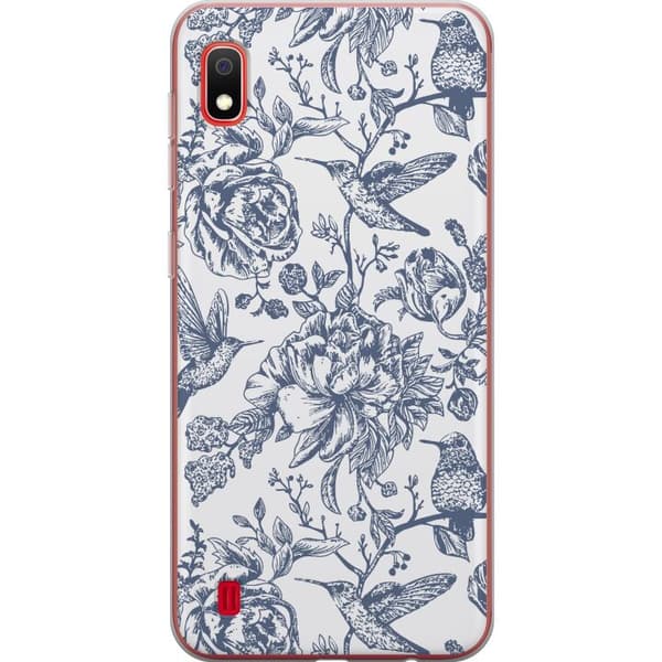 Samsung Galaxy A10 Genomskinligt Skal Blomster & Fåglar – romantiskt mönster i vintage-stil