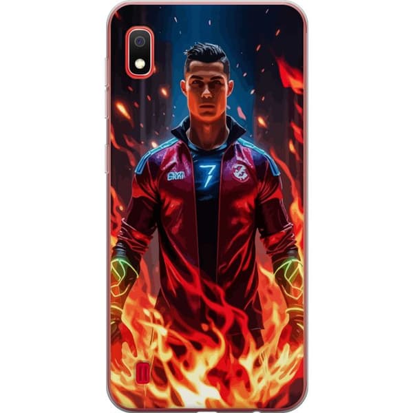 Samsung Galaxy A10 Genomskinligt Skal Ronaldo Inferno – fotbollshjälte i eldflammor