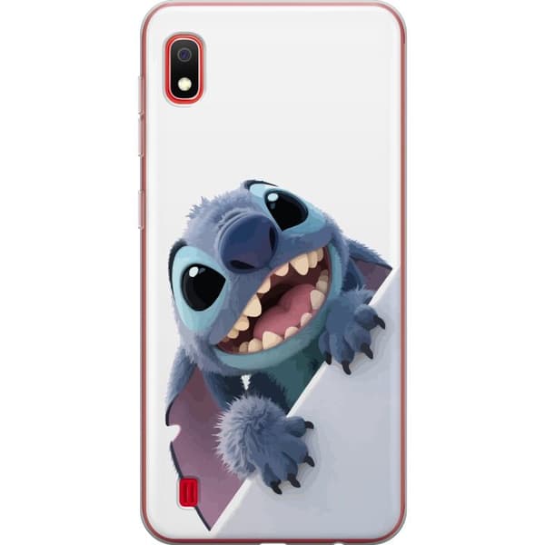 Samsung Galaxy A10 Genomskinligt Skal Happy Stitch – glad figur med charmig uttryck