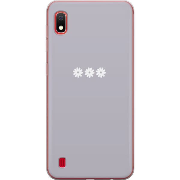 Samsung Galaxy A10 Genomskinligt Skal Lila Blomminimalism – stilrent blommotiv på lila bakgrund