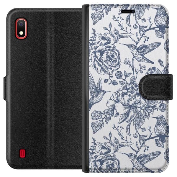 Samsung Galaxy A10 Plånboksfodral Blomster & Fåglar – romantiskt mönster i vintage-stil