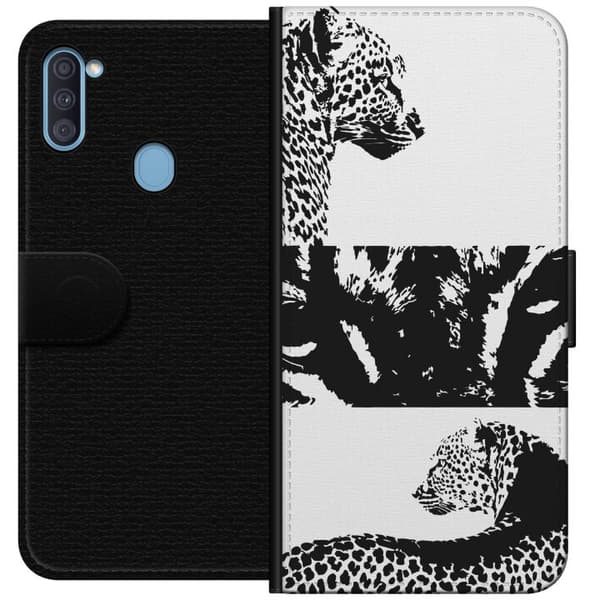 Samsung Galaxy A11 Lompakkokotelo Leopard Faces