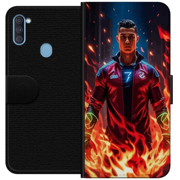 Samsung Galaxy A11 Plånboksfodral Ronaldo Inferno – fotbollshjälte i eldflammor