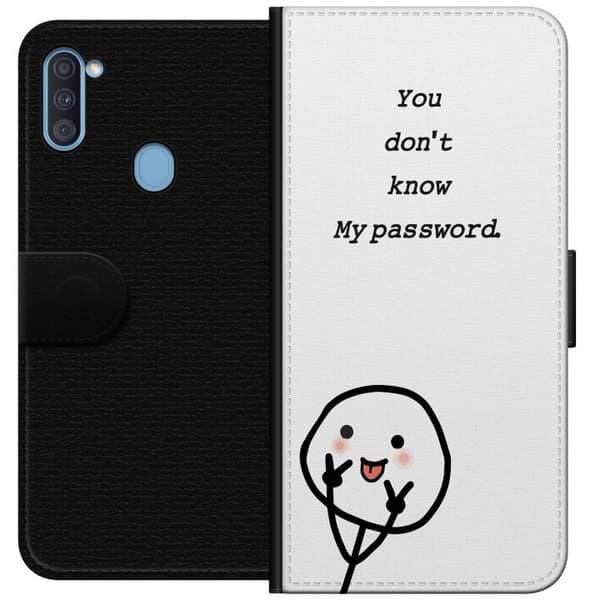 Samsung Galaxy A11 Plånboksfodral You Don’t Know My Password – edgy textmotiv med attityd