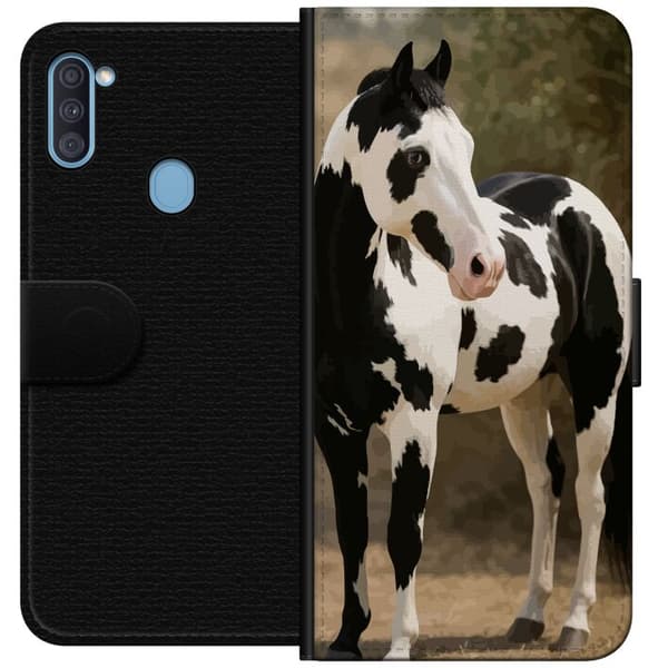 Samsung Galaxy A11 Plånboksfodral Vacker Häst – elegant illustration av hästmotiv