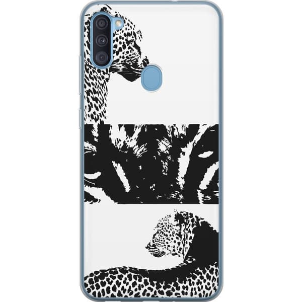 Samsung Galaxy A11 Läpinäkyvä kuori Leopard Faces