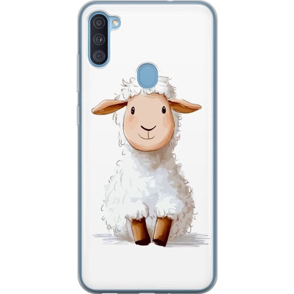 Samsung Galaxy A11 Gennemsigtig cover Sødt Lamm - tegneseriestil til børn og babyprodukter