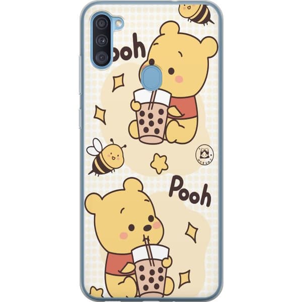 Samsung Galaxy A11 Gennemsigtig cover Nalle Pooh-stil - klassisk bjørnemotiv i en ny fortolkning