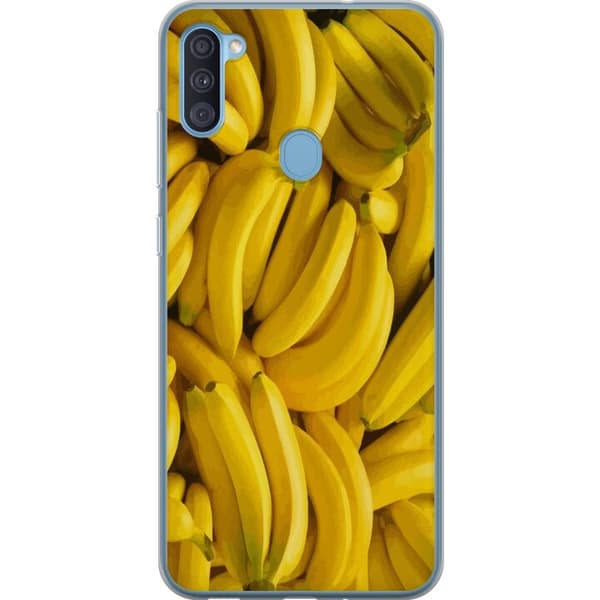 Samsung Galaxy A11 Genomskinligt Skal Banana Pattern – lekfullt mönster med gula bananer