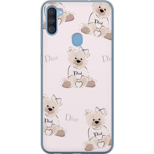 Samsung Galaxy A11 Läpinäkyvä kuori Teddy Dior Vibes - ylellinen nalle muotityyliin