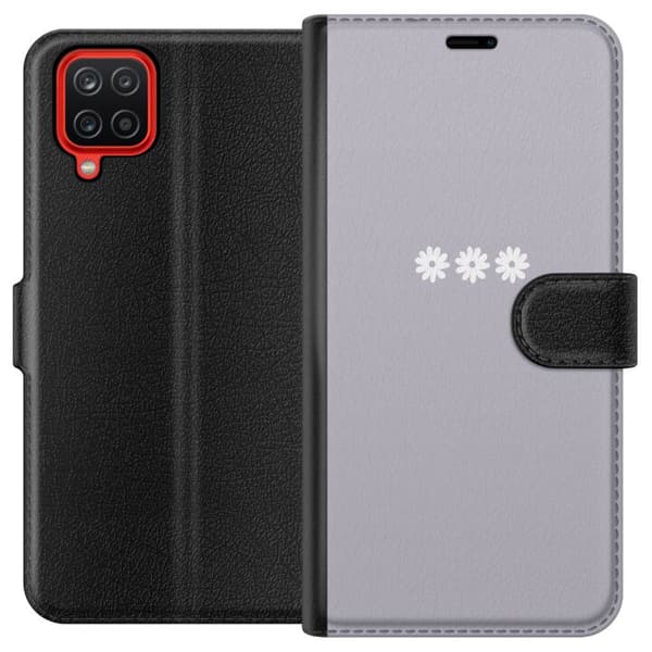 Samsung Galaxy A12 Lompakkokotelo Lila Blomminimalismi - tyylikäs kukkakuva lila taustalla