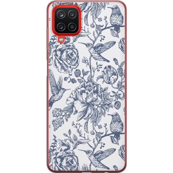 Samsung Galaxy A12 Läpinäkyvä kuori Kukat & Linnut - Romanttinen Vintage-tyylinen Kuviointi