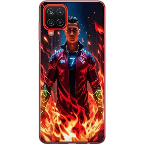 Samsung Galaxy A12 Gjennomsiktig deksel Ronaldo Inferno - fotballhelt i flammer