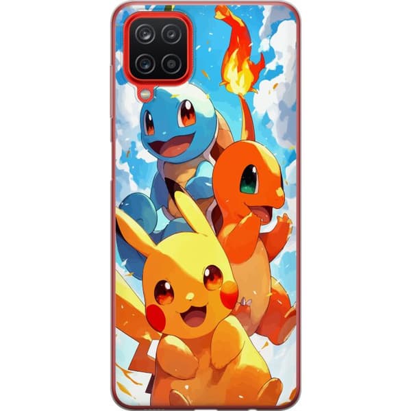 Samsung Galaxy A12 Läpinäkyvä kuori Pocket Creatures - innoittanut Pokémonista mainitsematta nimeä