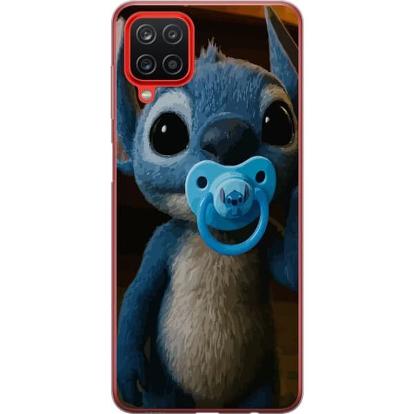 Samsung Galaxy A12 Genomskinligt Skal Stitch & Napp – babytema med söt karaktär