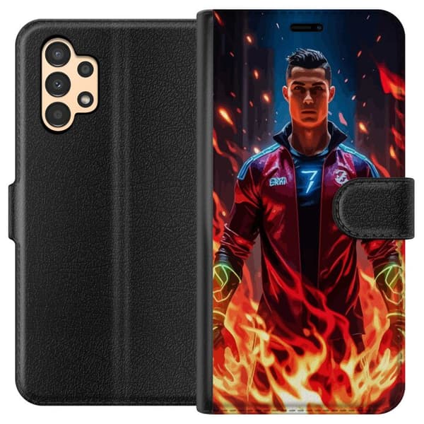 Samsung Galaxy A13 Tegnebogsetui Ronaldo Inferno - fodboldhelt i flammer