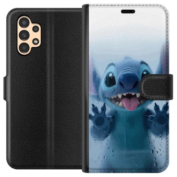 Samsung Galaxy A13 Tegnebogsetui Stitch ved et vindue i sød stil