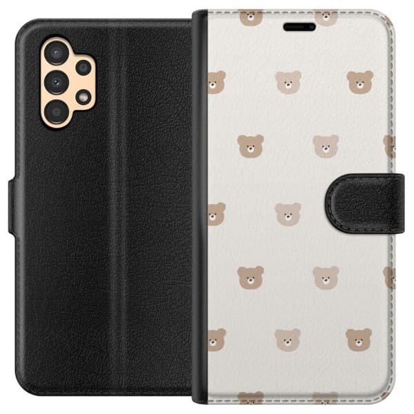 Samsung Galaxy A13 Tegnebogsetui Teddybaggrund - søde teddybjørne mod en blød baggrund