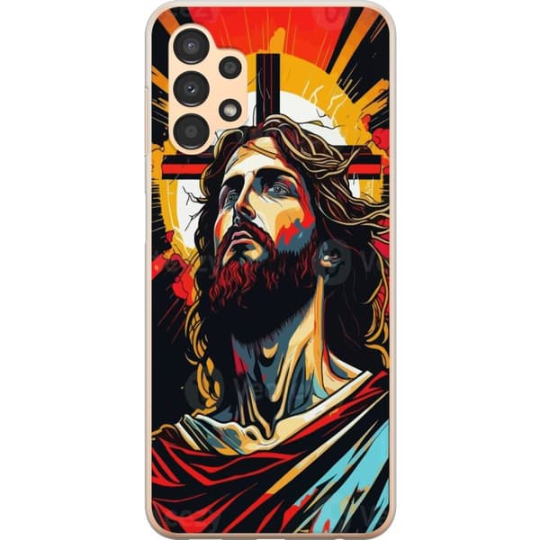 Samsung Galaxy A13 Gennemsigtig cover Jesus & Kort - religiøst motiv med dyb symbolik