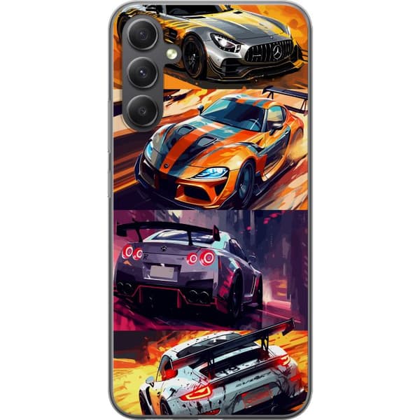 Samsung Galaxy A15 5G Genomskinligt Skal Rally Fever – fartfyllt motiv med rallybilar