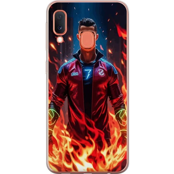 Samsung Galaxy A20e Gjennomsiktig deksel Ronaldo Inferno - fotballhelt i flammer
