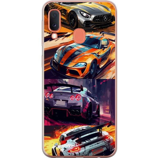 Samsung Galaxy A20e Läpinäkyvä kuori Ralli kuume - vauhdikas teema ralliautoilla
