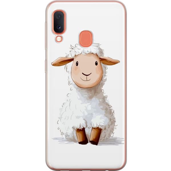 Samsung Galaxy A20e Gennemsigtig cover Sødt Lamm - tegneseriestil til børn og babyprodukter